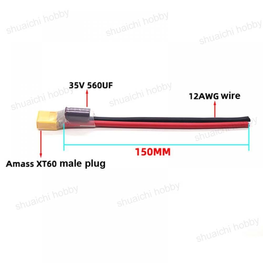 XT60 Male Plug Connector with 35V 560UF Capacitor 12AWG Wire C236