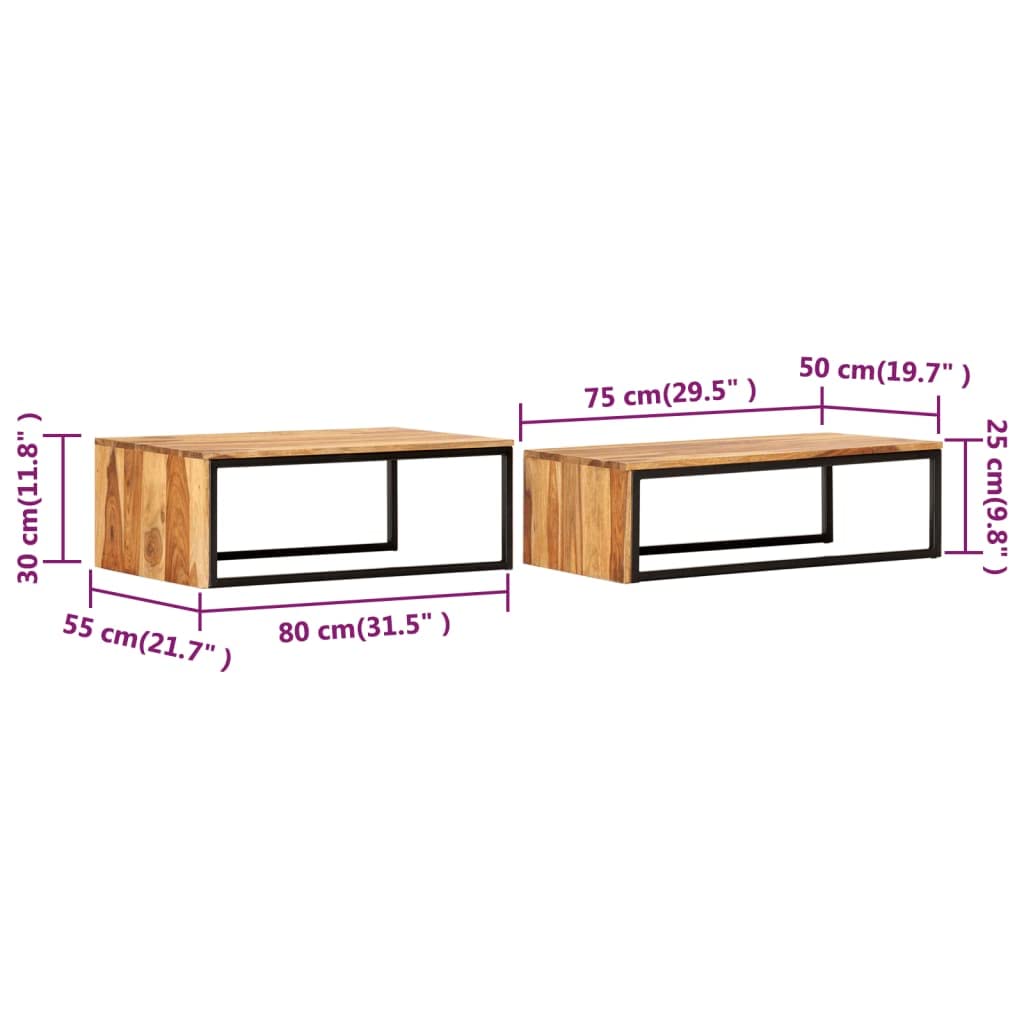 Solid Sheesham Wood Nesting Coffee Table Set S37597