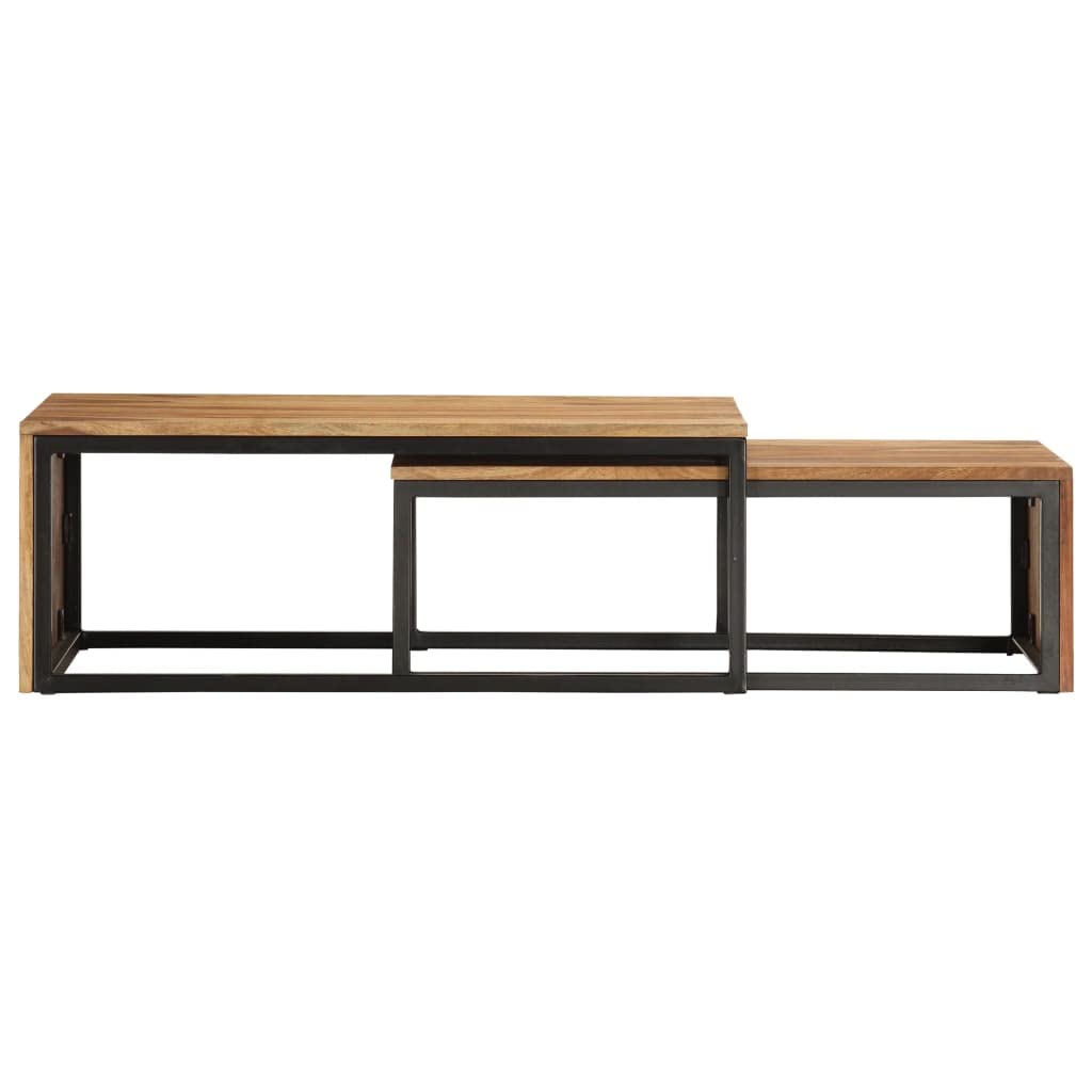 Solid Sheesham Wood Nesting Coffee Table Set S37597