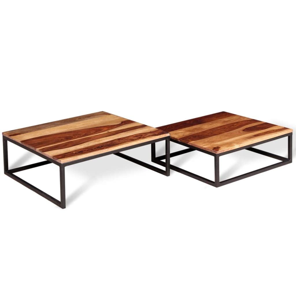 Two Piece Nesting Coffee Table Set Solid Sheesham Wood D7365