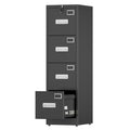 Black 4-Drawer Metal File Cabinet with Lock G116