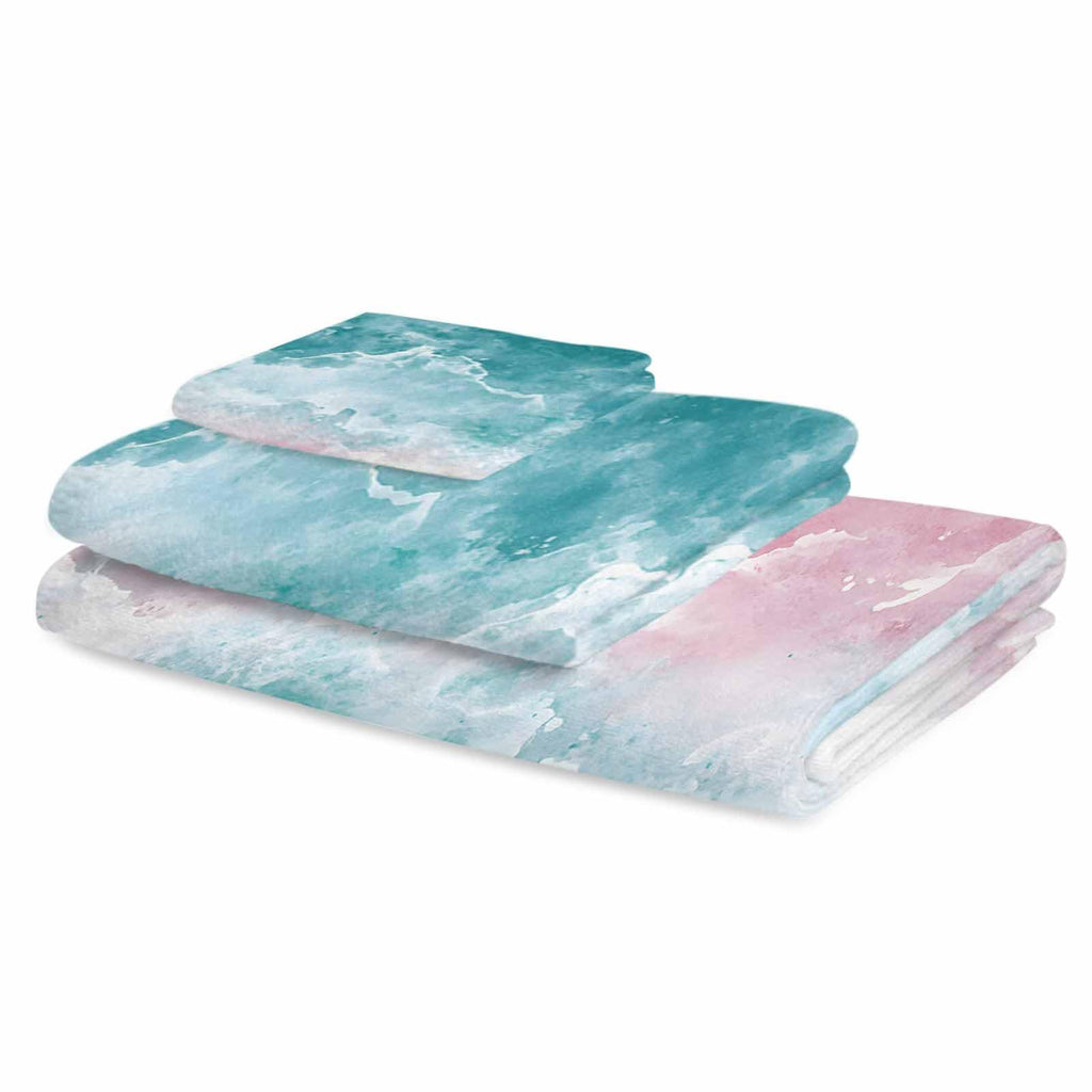 Teal Pink Gradient Cotton Towel Set 3 Pack N1507