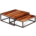 Two Piece Nesting Coffee Table Set Solid Sheesham Wood D7365