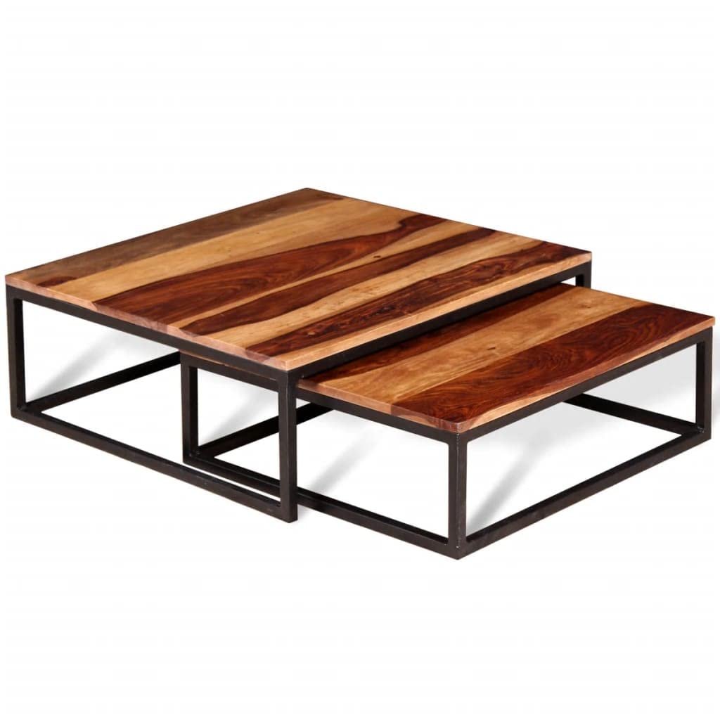 Two Piece Nesting Coffee Table Set Solid Sheesham Wood D7365