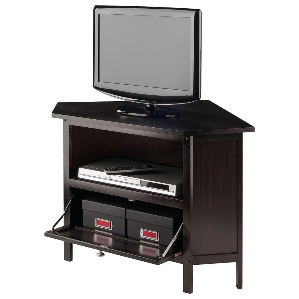 Espresso Corner TV Stand for TVs Up to 27 Inches Wood Y113