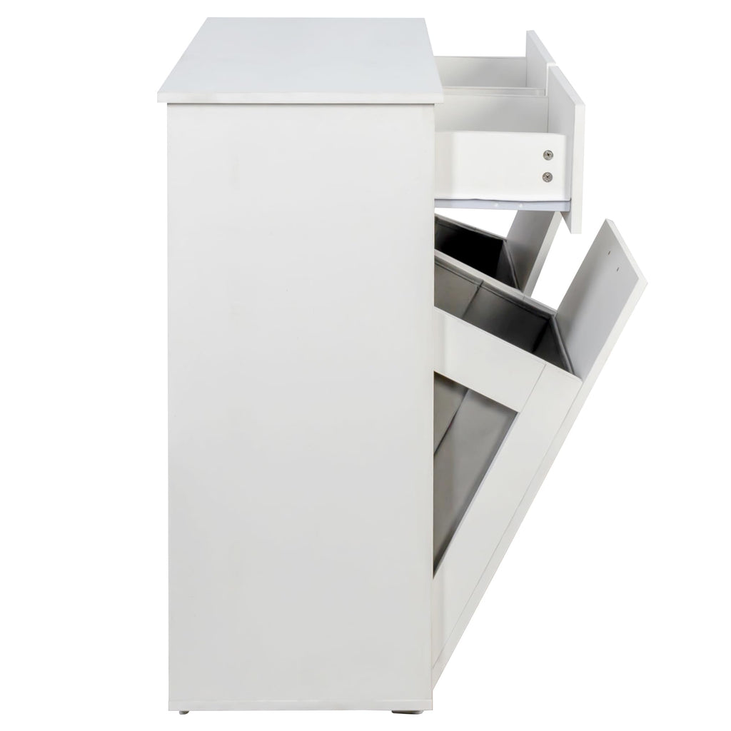 White Tilt Out Trash Cabinet with 2 Drawers H498