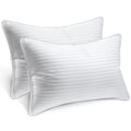 King Size Set of 2 Firm Down Alternative Striped White Pillows E38284