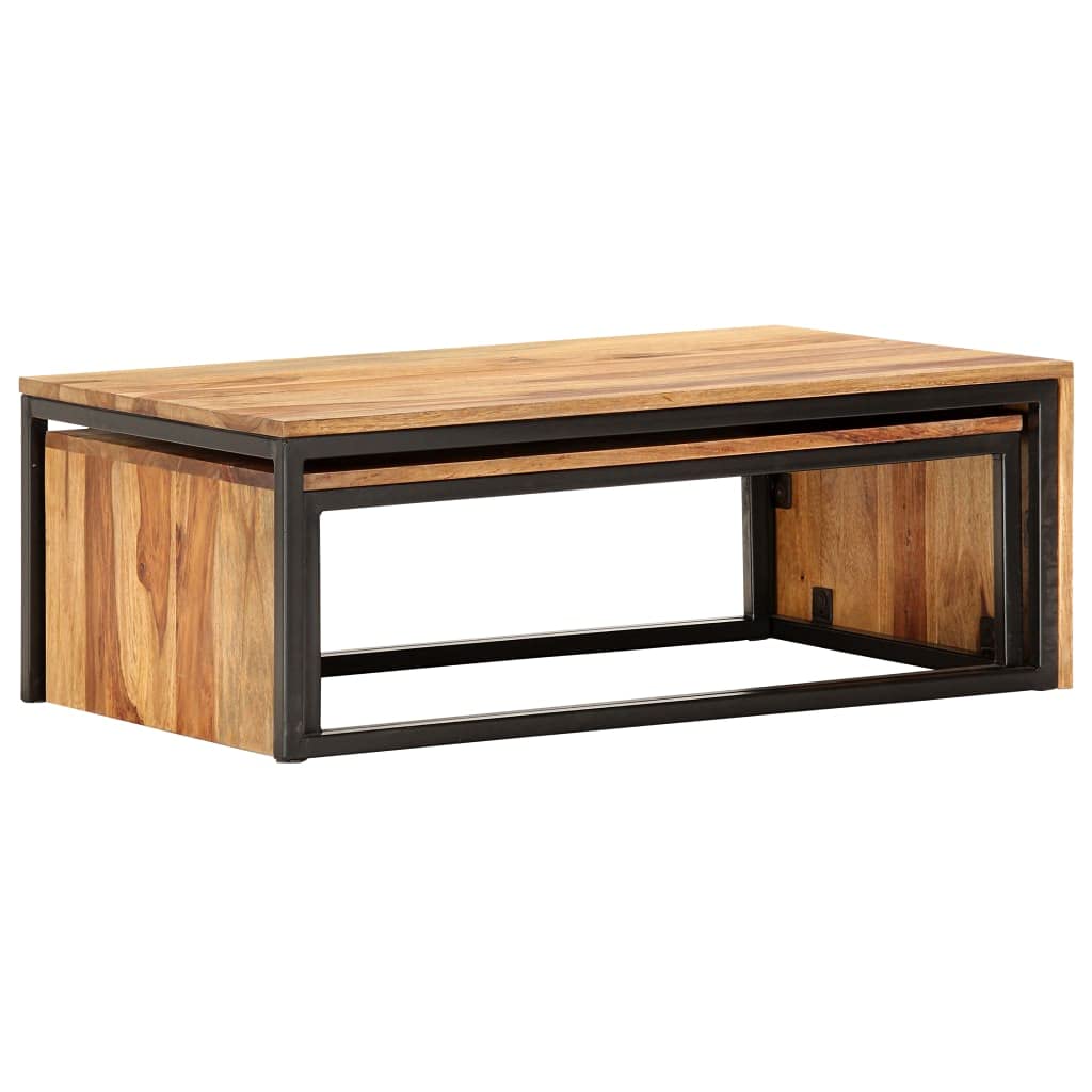 Solid Sheesham Wood Nesting Coffee Table Set S37597