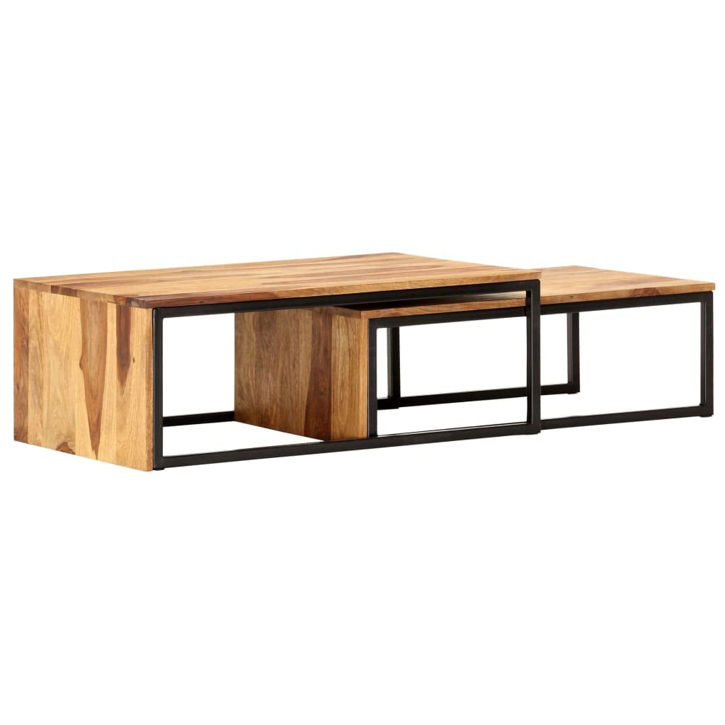 Solid Sheesham Wood Nesting Coffee Table Set S37597