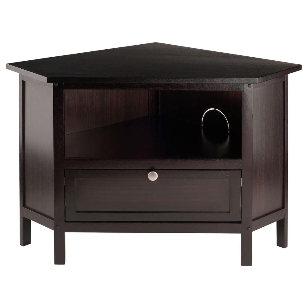Espresso Corner TV Stand for TVs Up to 27 Inches Wood Y113