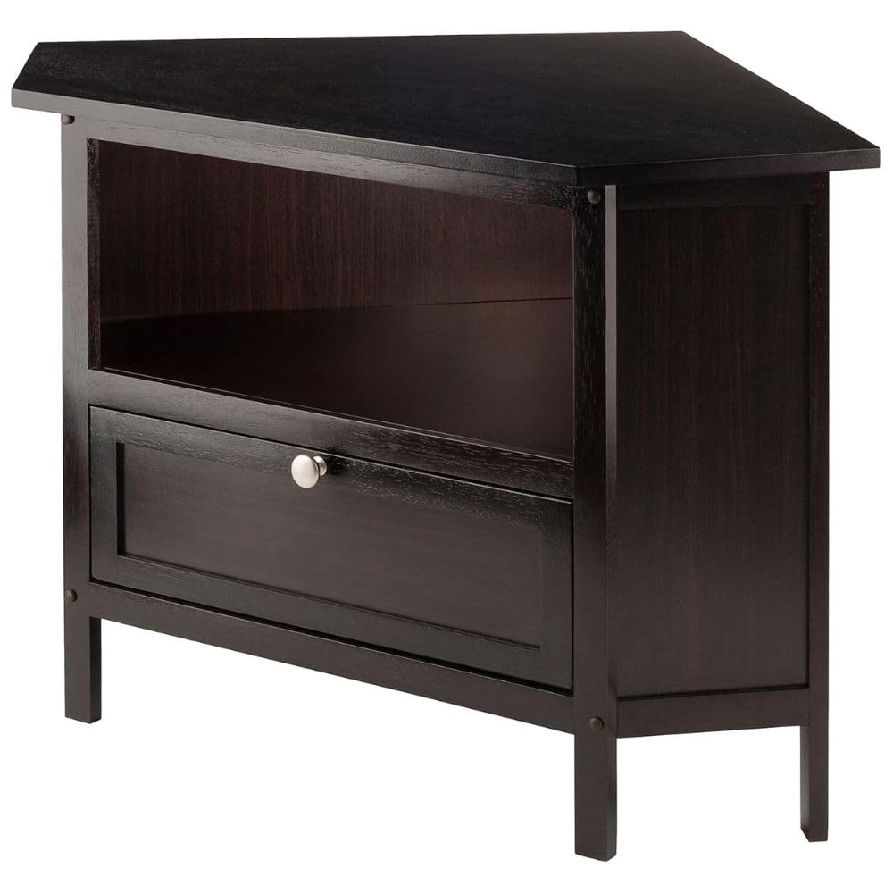 Espresso Corner TV Stand for TVs Up to 27 Inches Wood Y113