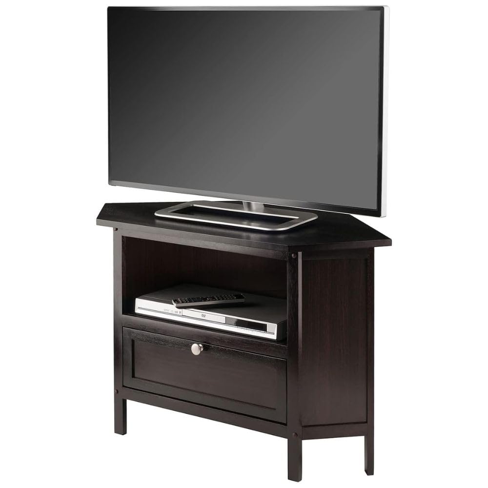 Espresso Corner TV Stand for TVs Up to 27 Inches Wood Y113