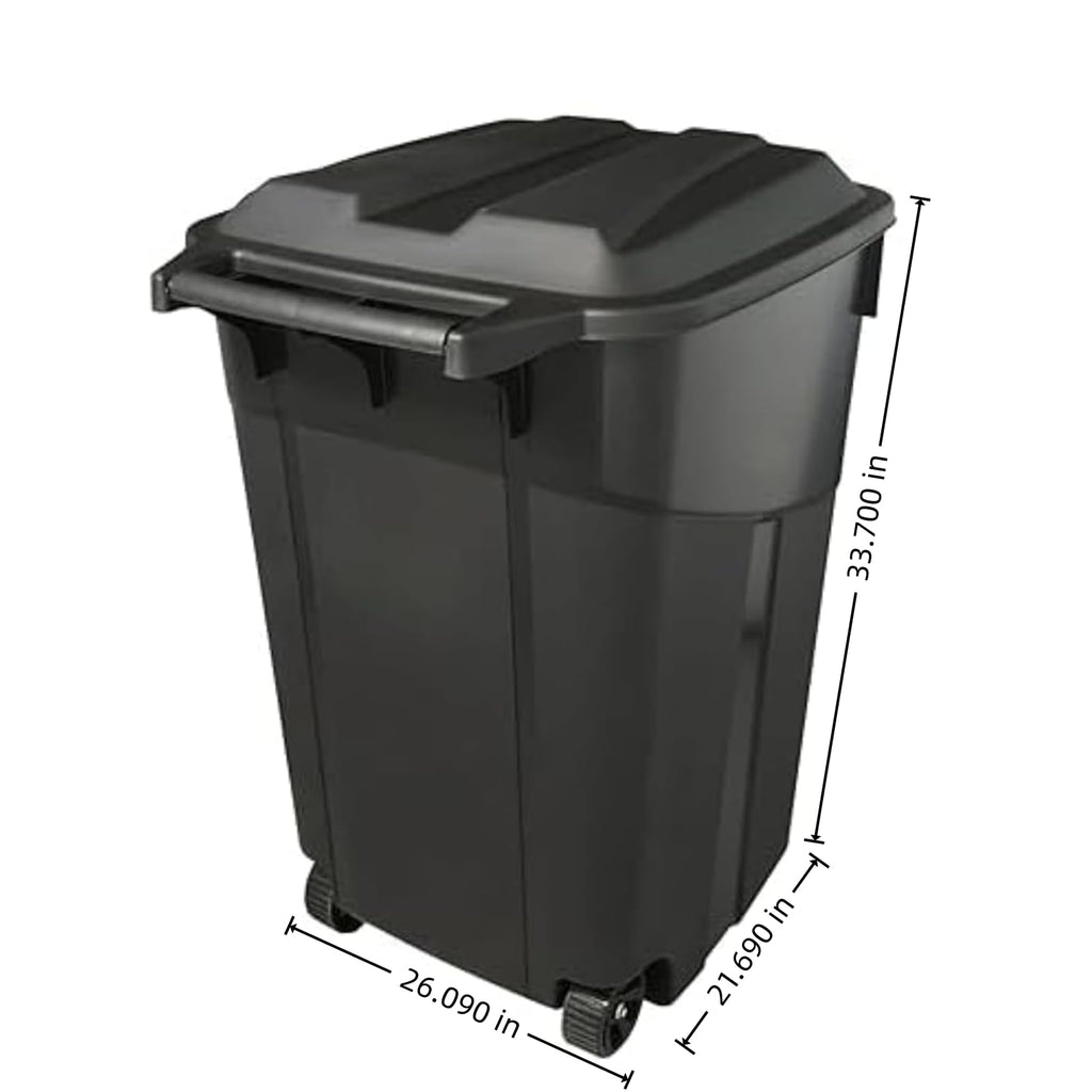45 Gallon Outdoor Trash Can with Wheels and Lid J788
