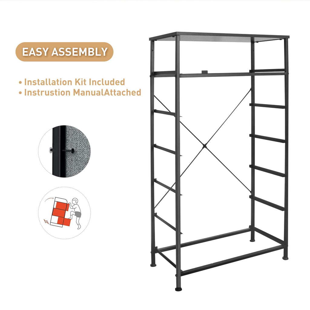 Black 7 Drawer Tall Dresser with Fabric Bins A55757