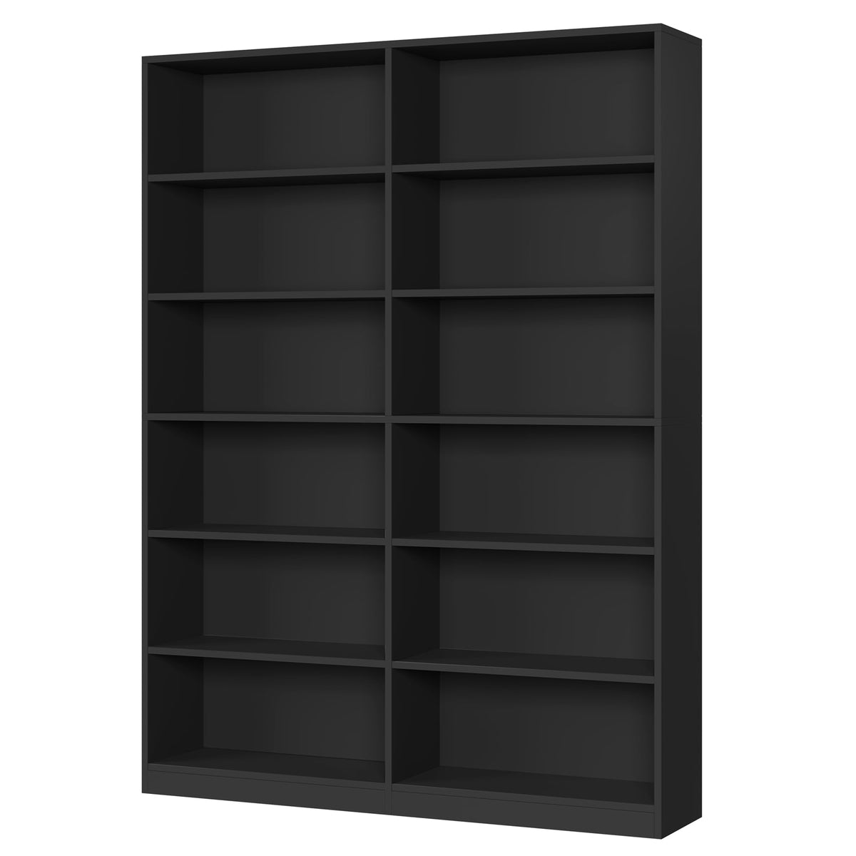 Black 6-Tier Double Wide Bookshelf U896