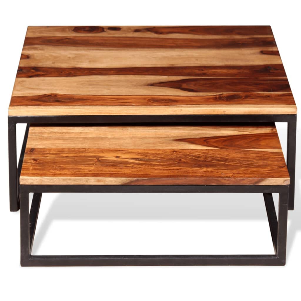 Two Piece Nesting Coffee Table Set Solid Sheesham Wood D7365