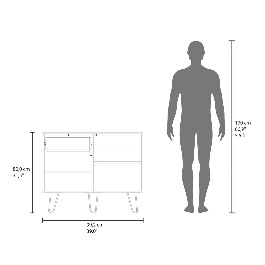 39" Wide Console Table with Two Cabinets, One Drawer and Four Shelves Z614