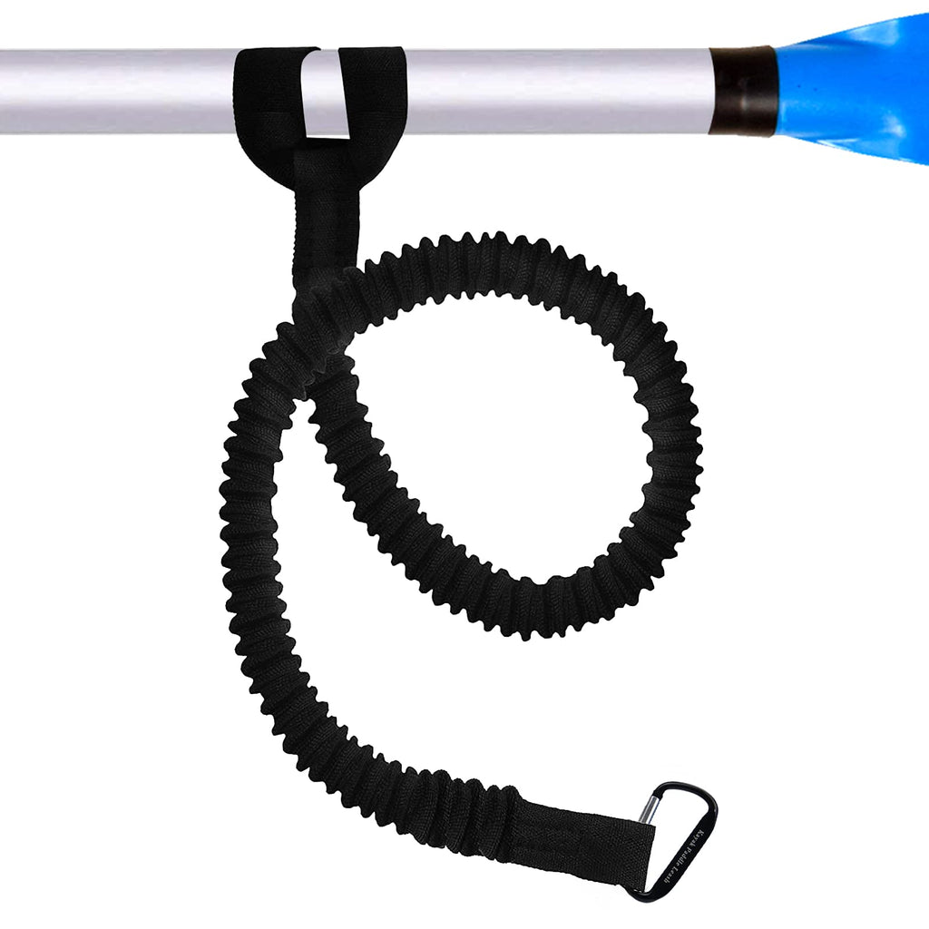 Kayaking Paddle Leash Tether 1 Pack Stretchable Coiled Lanyard Black P804339