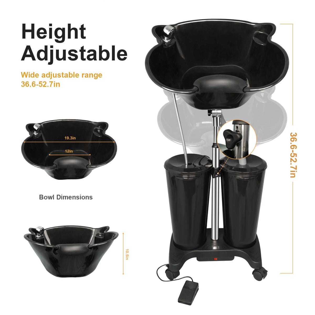 Portable Shampoo Bowl with Electric Pump and Water Tanks K94412