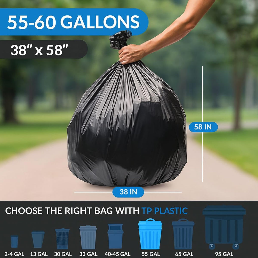 45 Gallon Black Heavy Duty Trash Bags K853