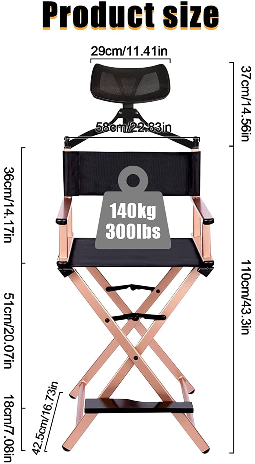 Folding Directors Chair with Head Rest V686355