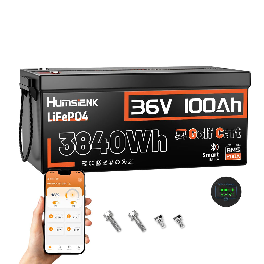 36V 100Ah LiFePO4 Golf Cart Battery with 200A BMS T430
