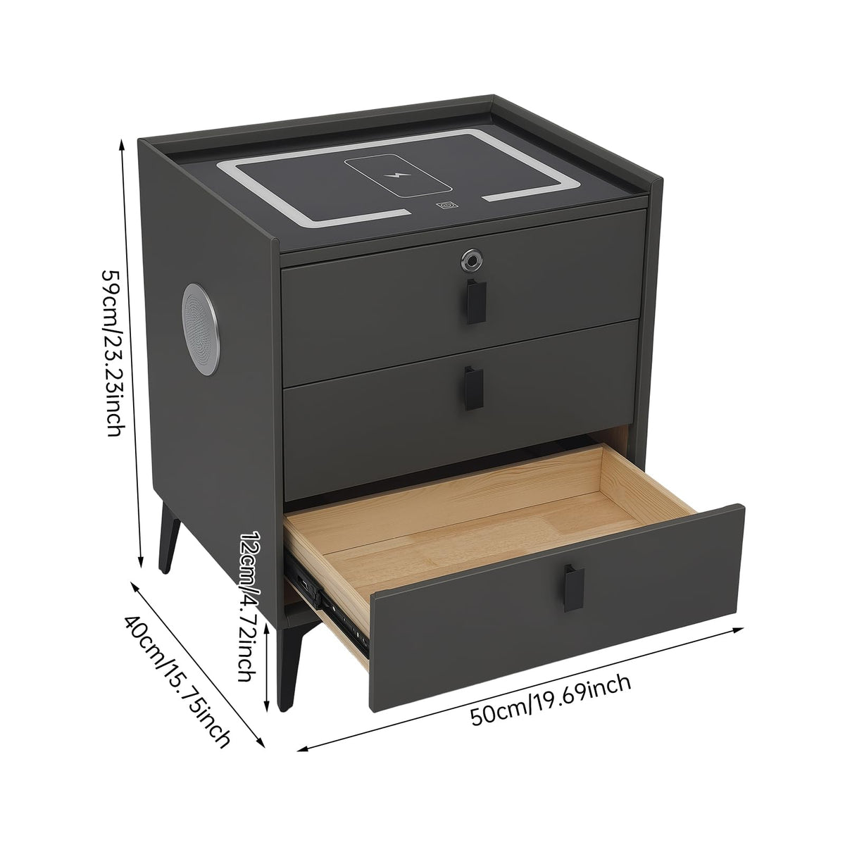 Solid Wood Nightstand with Charging Station L98066