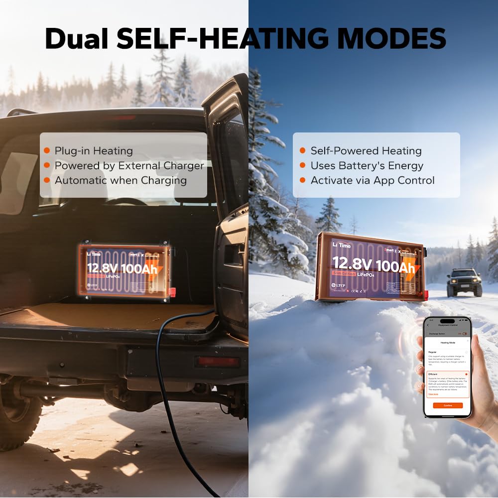 12V 100Ah Self-Heating LiFePO4 Battery N310