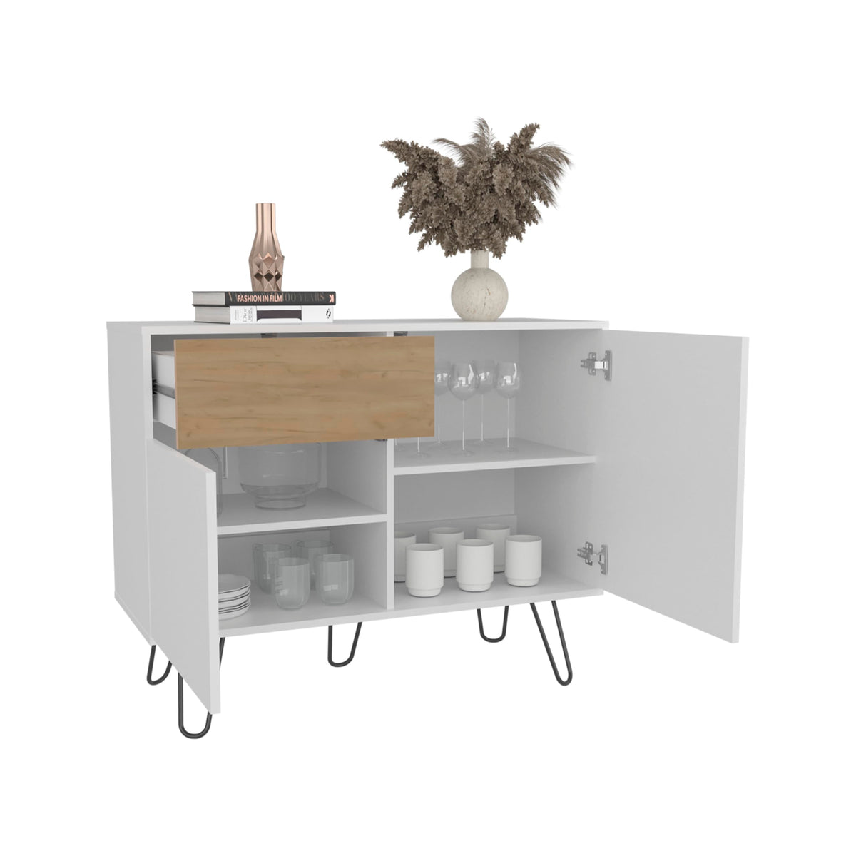 39" Wide Console Table with Two Cabinets, One Drawer and Four Shelves Z614
