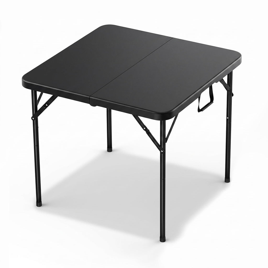 34" Square Folding Card Table with Built-in Handle, Black V557