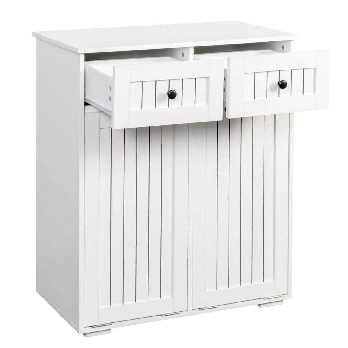 White Tilt Out Trash Cabinet with 2 Drawers H498