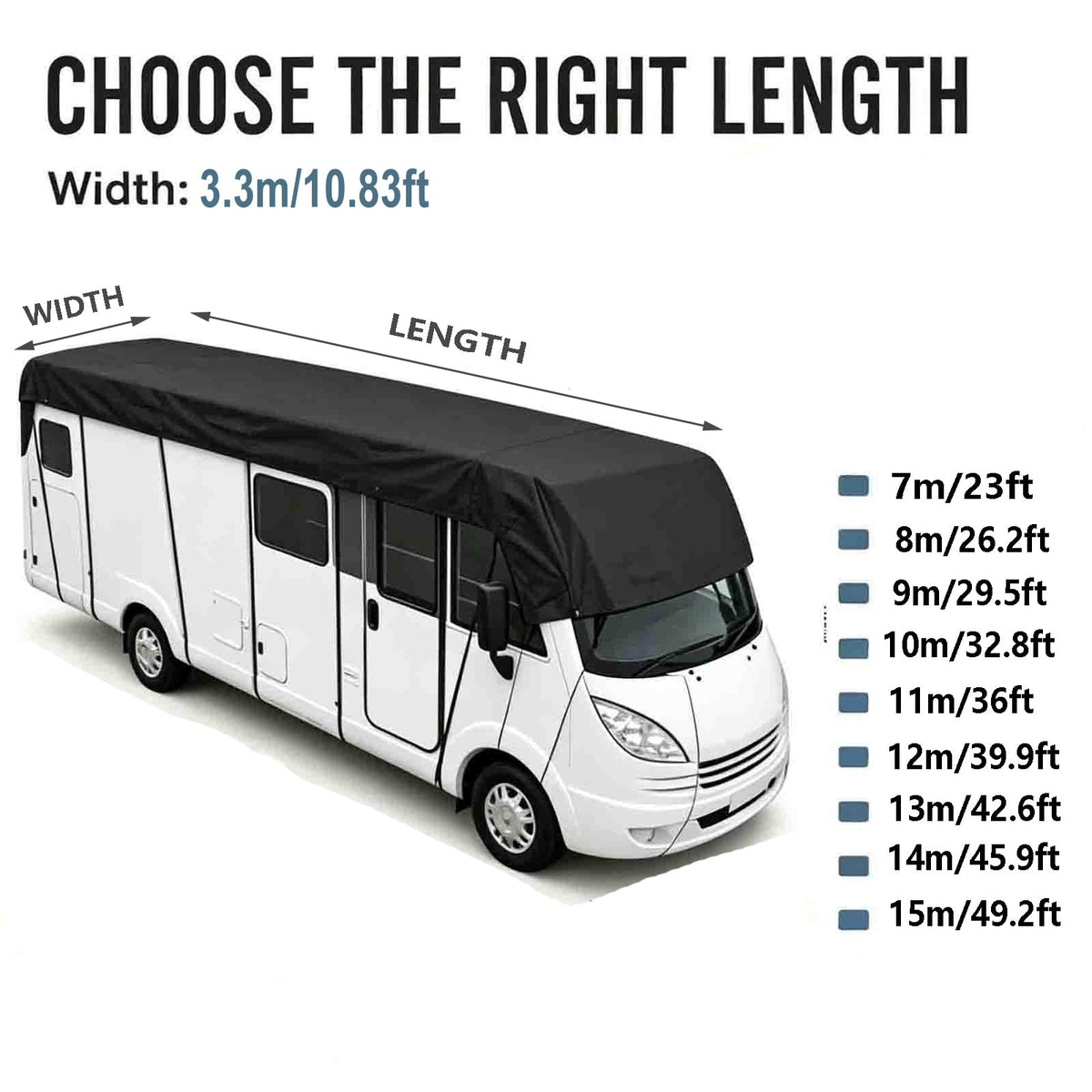 3.3m Camper Cover 210D Oxford Cloth Grey N66065