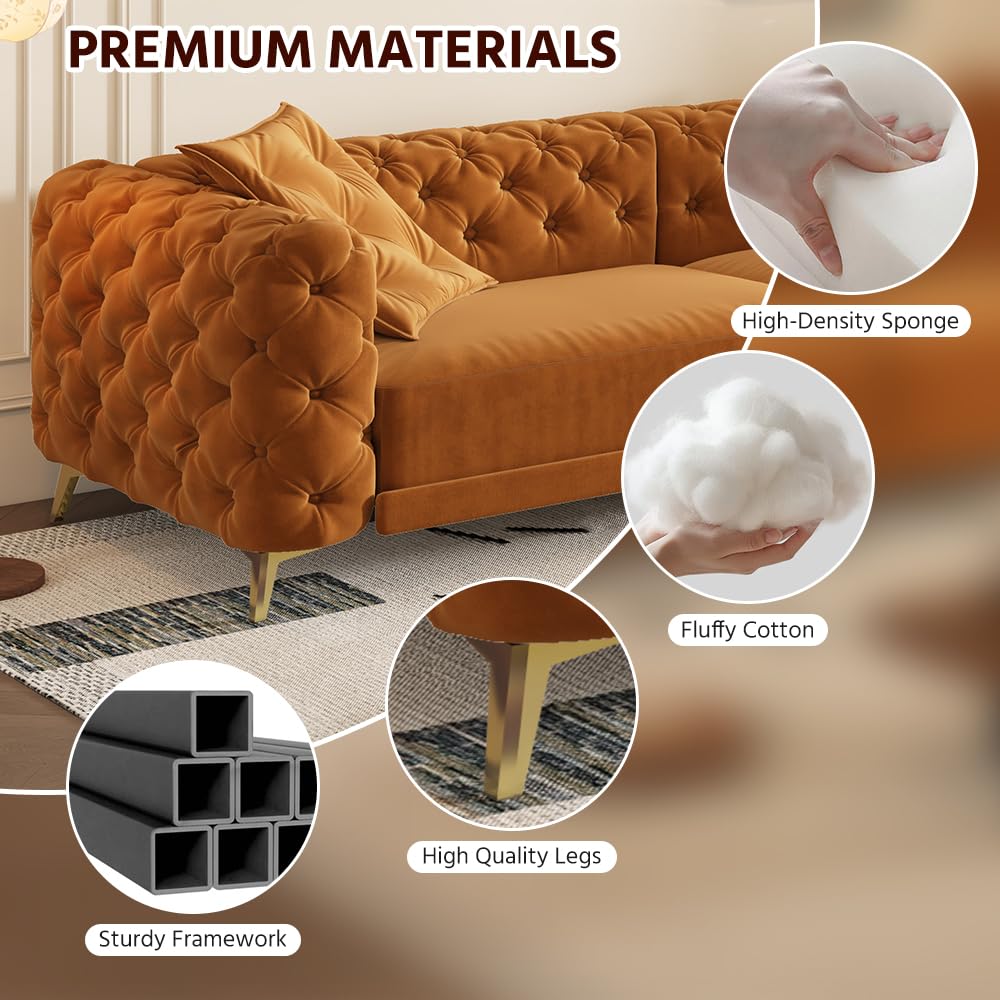King Velvet Pull Out Sleeper Sofa with Ottoman E78438