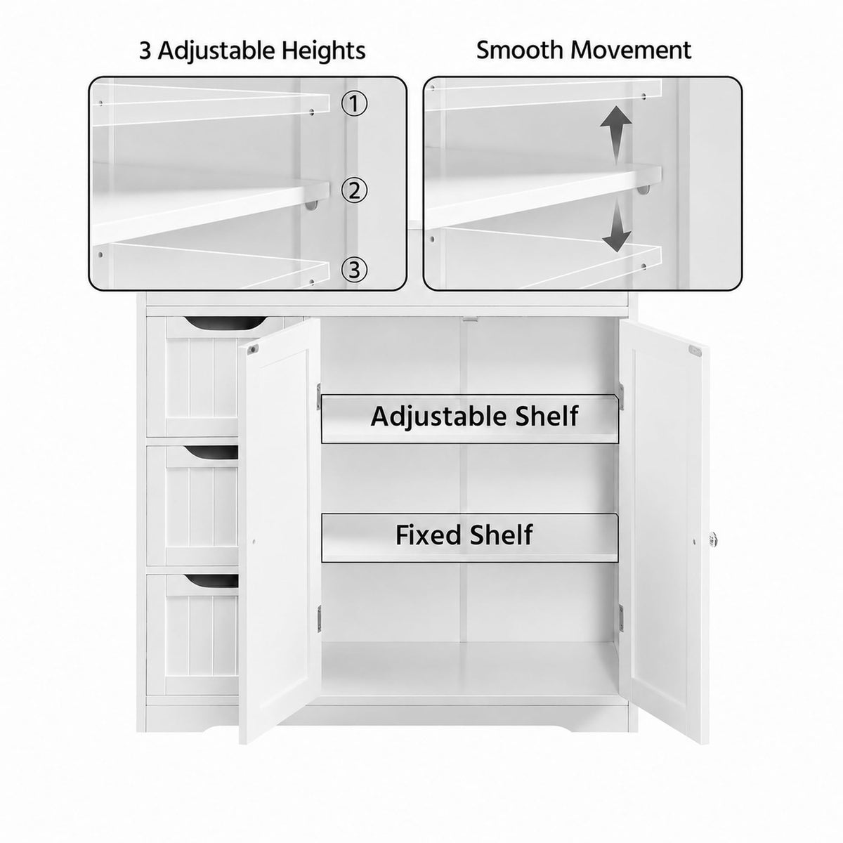 White 4 Drawer 2 Door Bathroom Storage Cabinet P449452