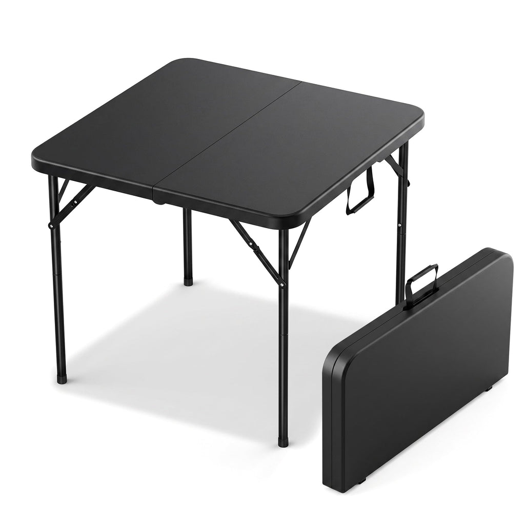 34" Square Folding Card Table with Built-in Handle, Black V557
