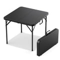 34" Square Folding Card Table with Built-in Handle, Black V557