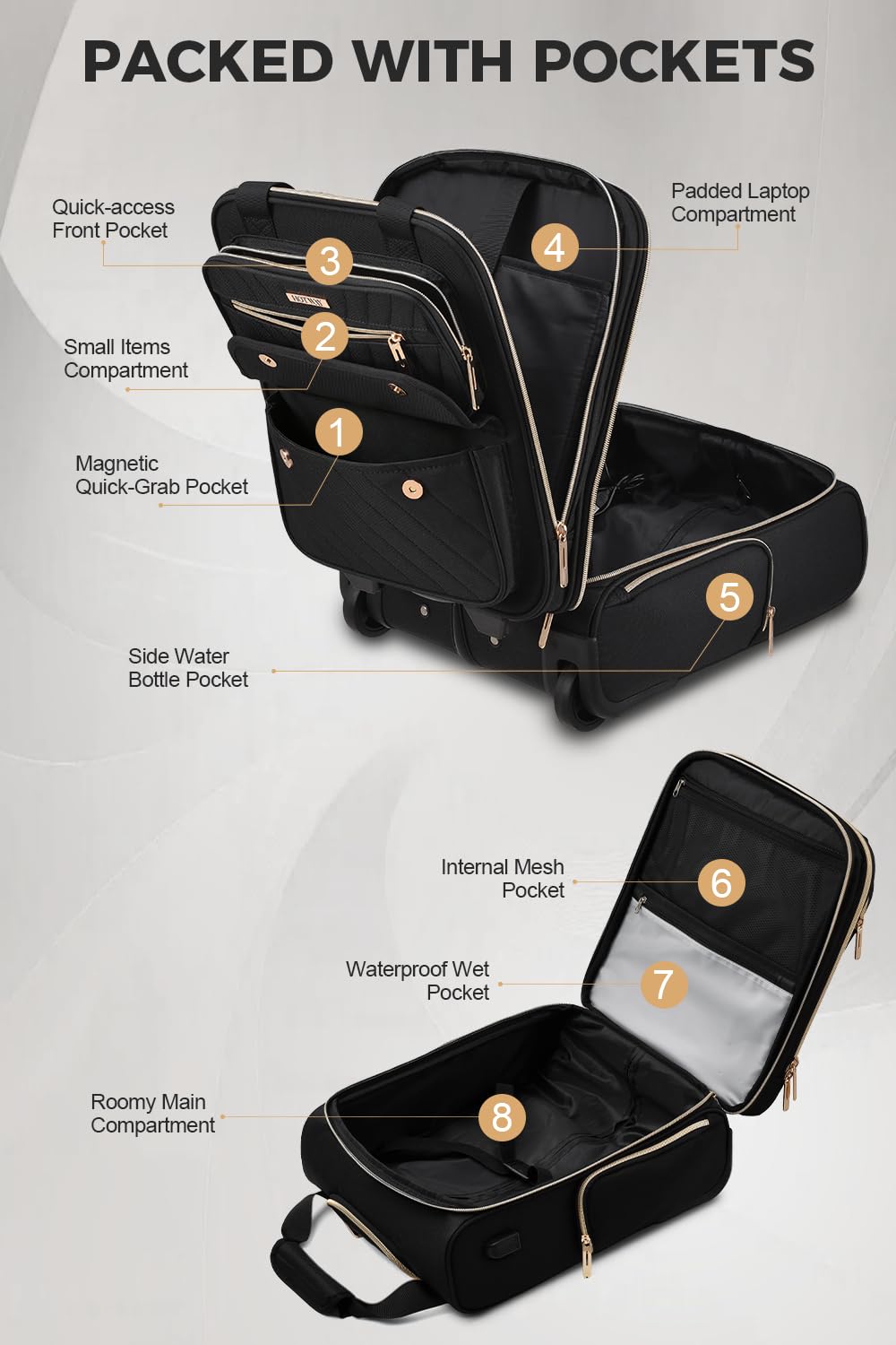 16” Softside Underseat Carry On Luggage with Wheels T972300