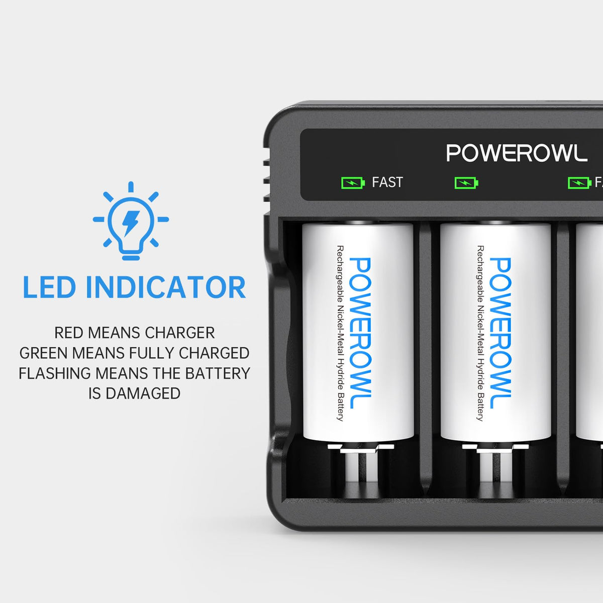 Rechargeable D Batteries with 4 Bay Battery Charger S770046