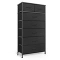 Black 7 Drawer Tall Dresser with Fabric Bins A55757