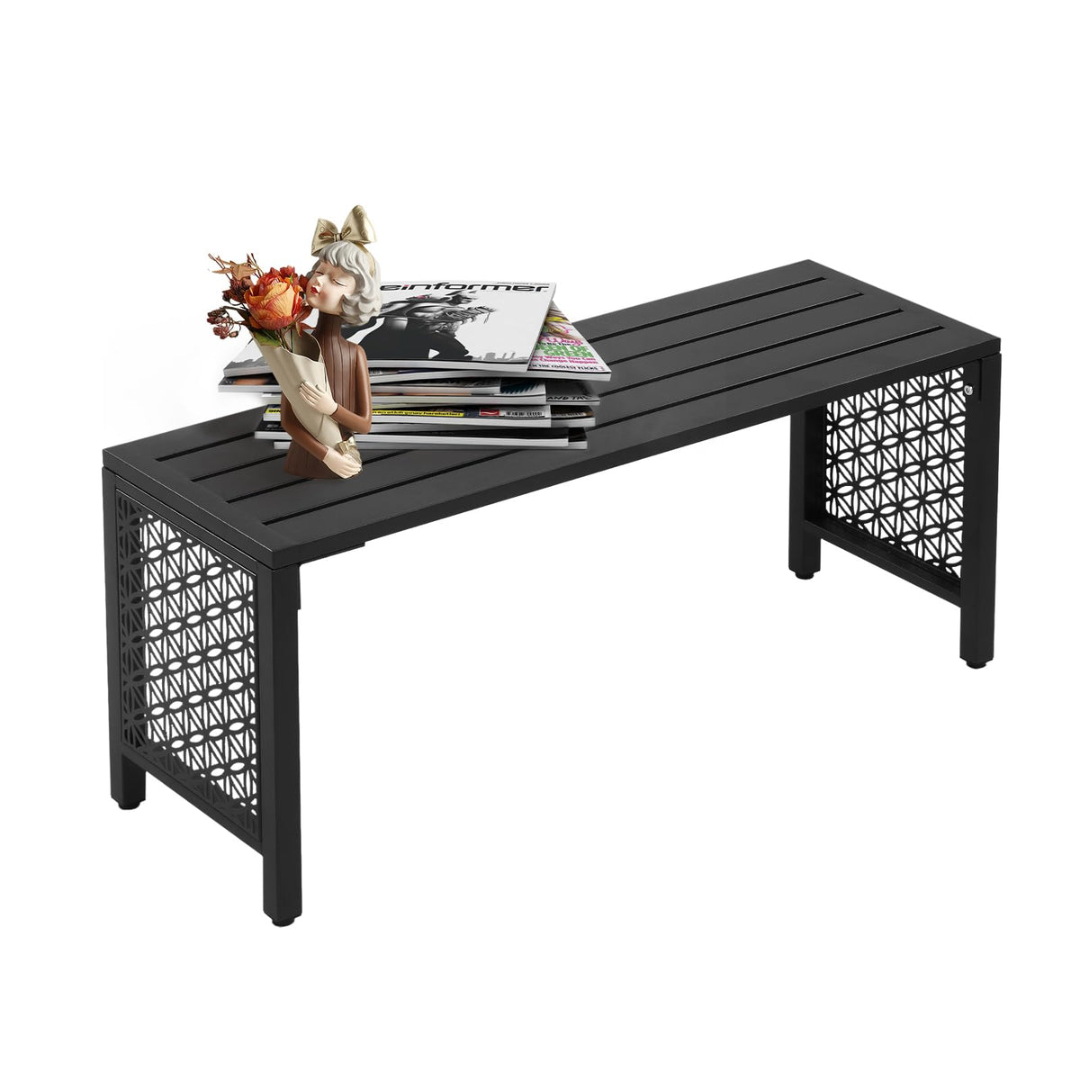 Black Metal Outdoor Bench X551