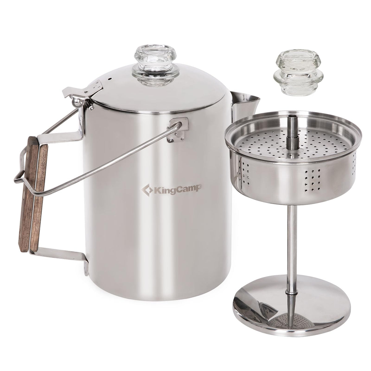 9 Cup Stainless Steel Coffee Pot with Wood Handle V226985