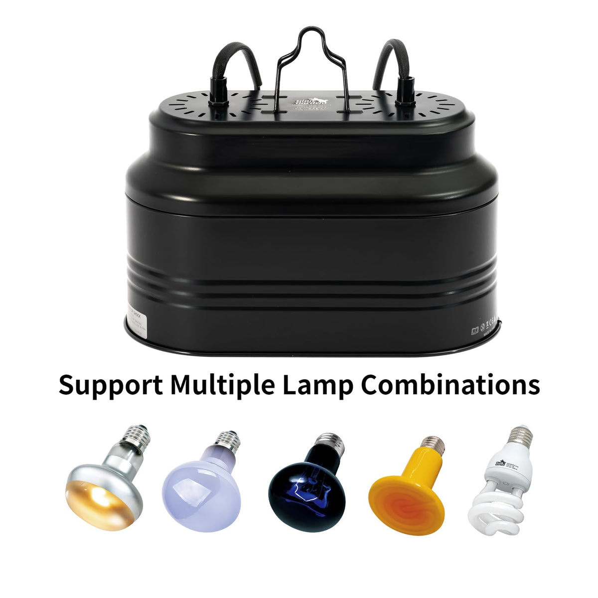 Dual Reptile Light Fixture with 2 Switches, Deep Dome Heat Lamp Fixture T660565