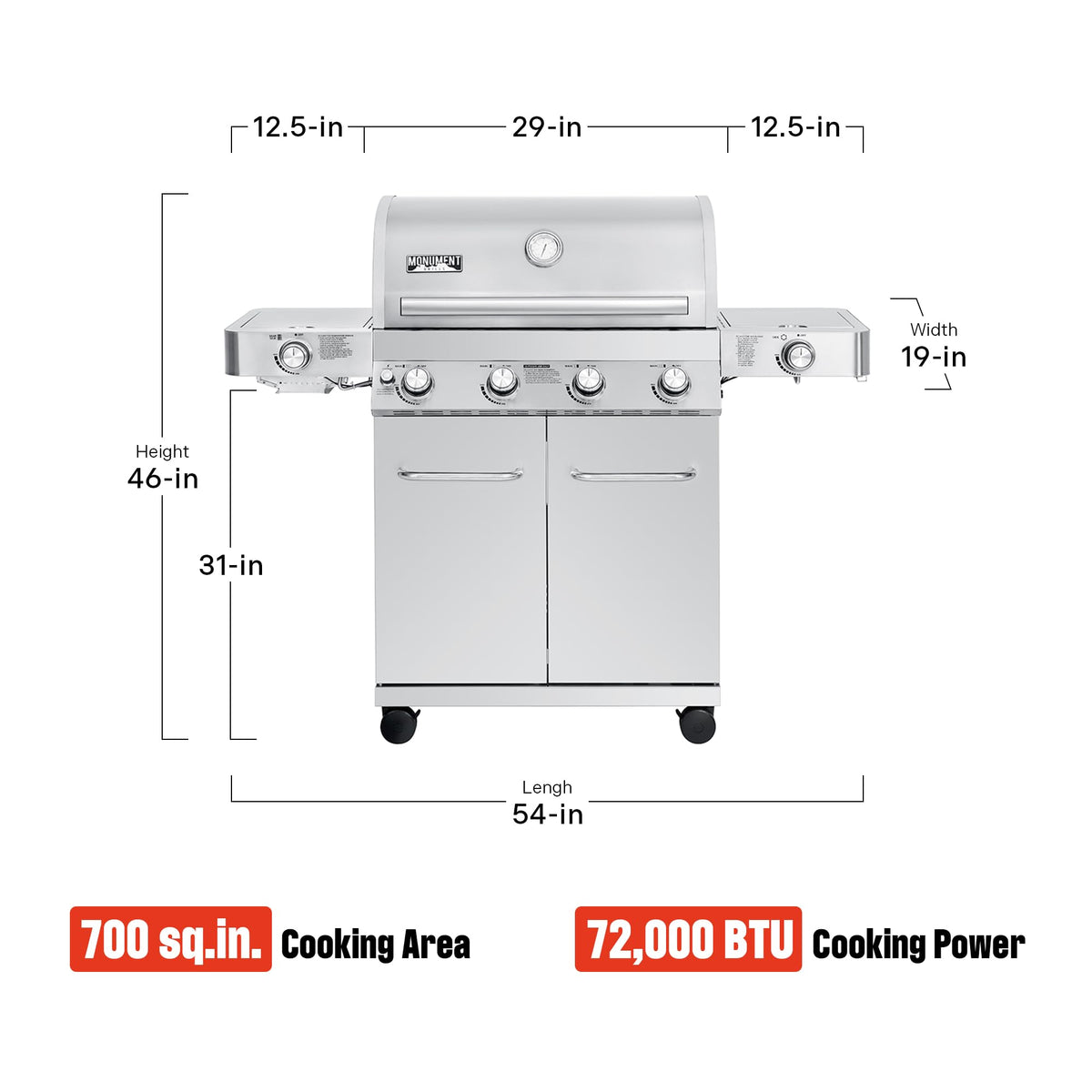 4+2 Burner Propane Gas Grill Stainless Steel F477