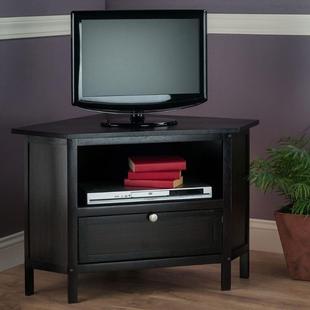 Espresso Corner TV Stand for TVs Up to 27 Inches Wood Y113