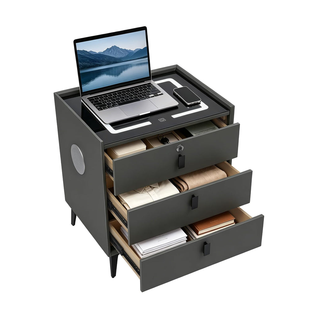 Solid Wood Nightstand with Charging Station L98066