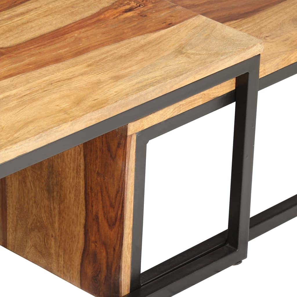 Solid Sheesham Wood Nesting Coffee Table Set S37597