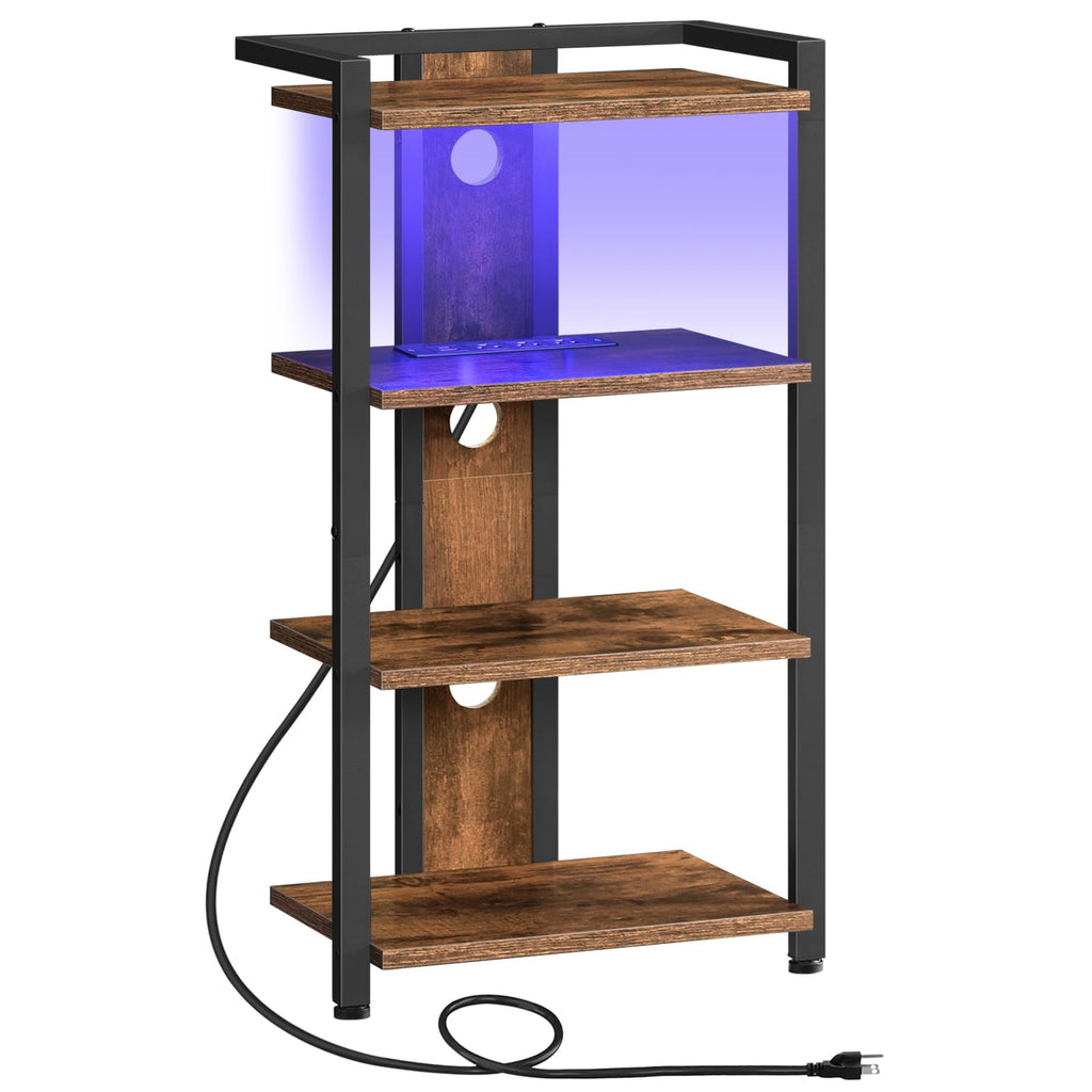4-Tier Media Stand with Charging Station & LED Light P29777