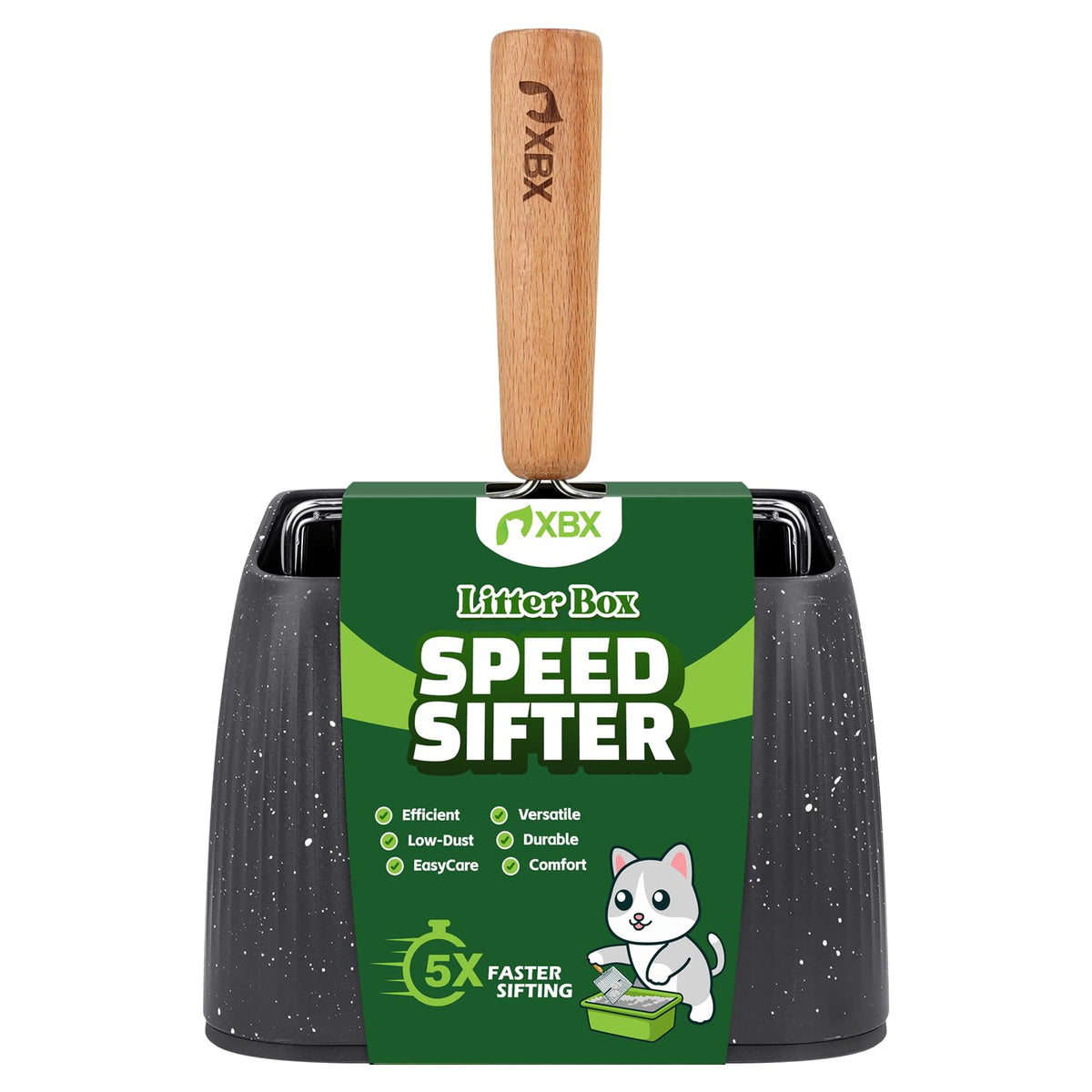 Heavy Duty Stainless Steel Cat Litter Scoop with Holder L4376