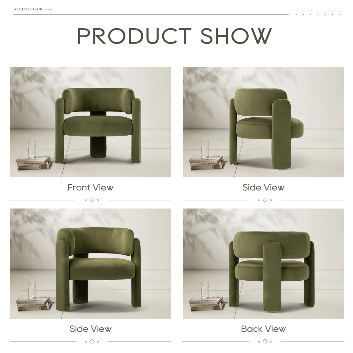 Velvet Accent Chair Set of 2 Green U557