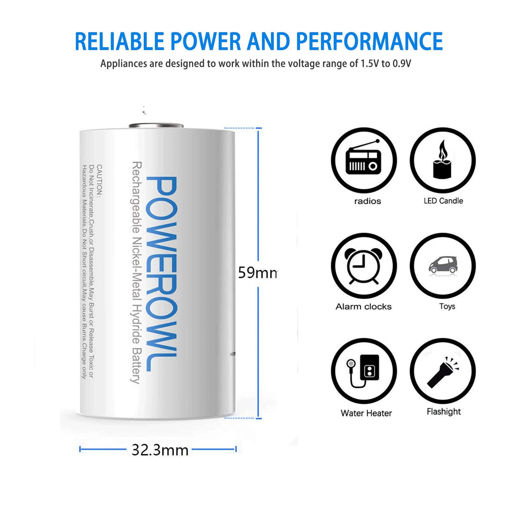Rechargeable D Batteries with 4 Bay Battery Charger S770046
